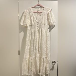 Lace White MIDI Dress